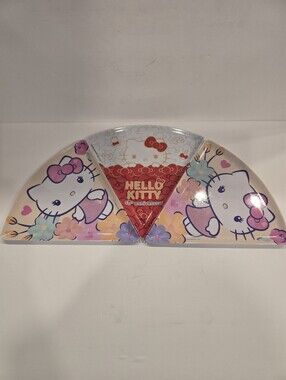 Hello Kitty Pink and Red Floral Party Pizza Plastic Plate 3 Piece Set New